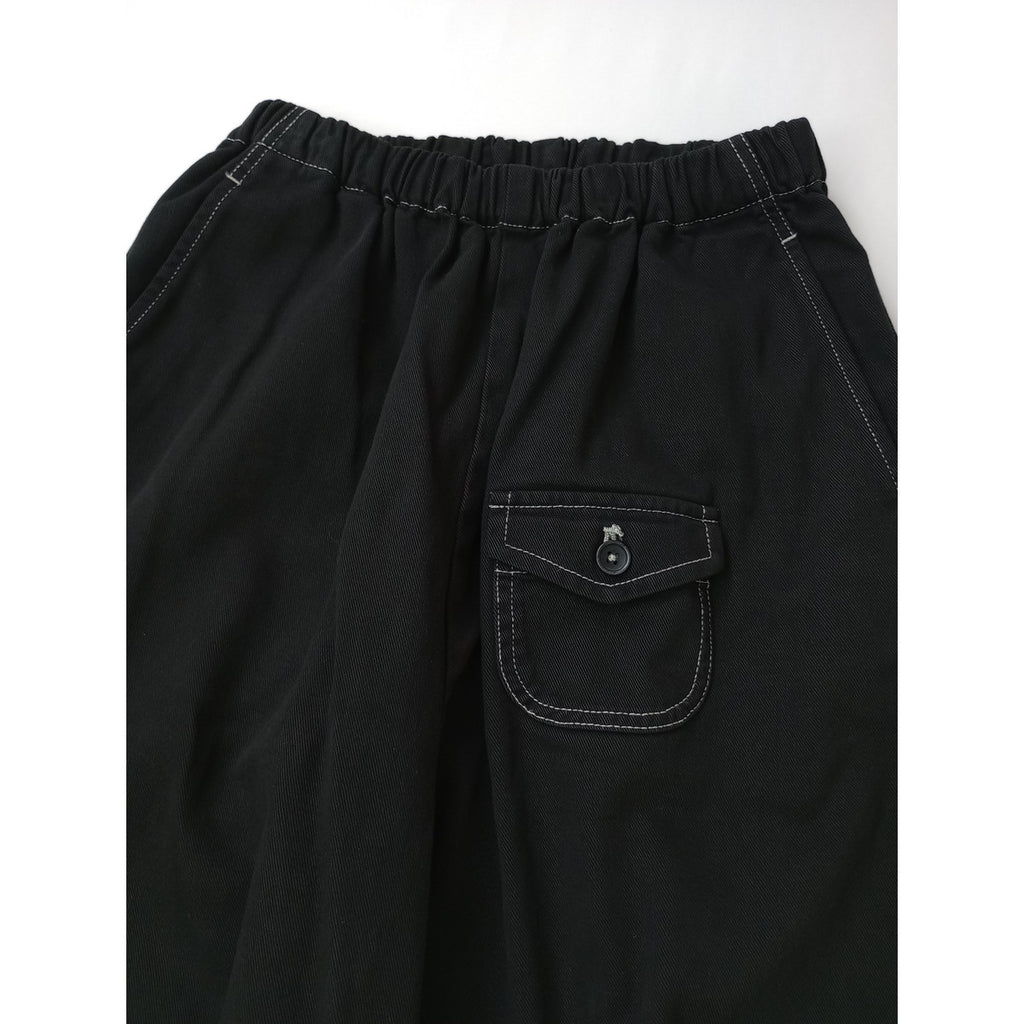〈染〉 ゴーシュ  カツラギ  ワイド パンツ  黒 ブラック 【中古】