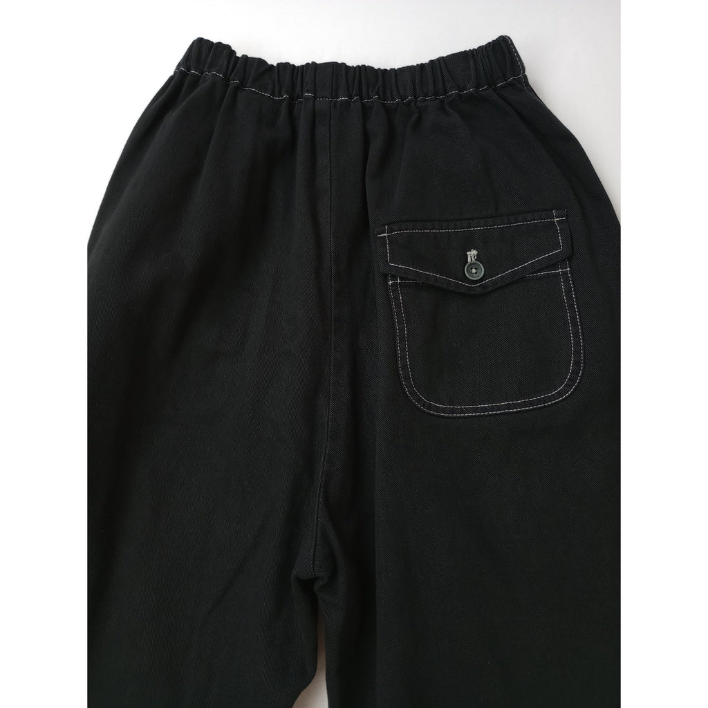 〈染〉 ゴーシュ  カツラギ  ワイド パンツ  黒 ブラック 【中古】