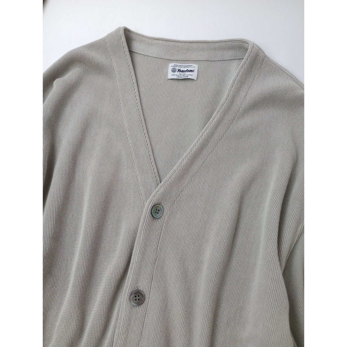 Yonetomi ヨネトミ GIMA COTTON KNIT CARDIGAN 疑麻  ギマ コットン カーディガン 羽織 ライトグレー  【中古】