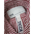 TICCA  ティッカ  スクエア ストライプ   コットン 綿 100％  ビッグ  長袖  シャツ トップス  赤 白 【中古】