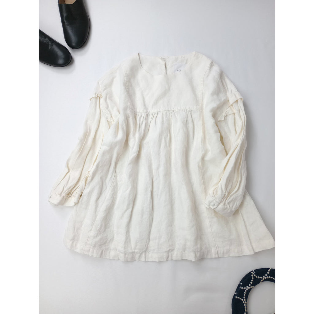 MAGALI マガリ リネン 麻 100％ ブラウス 長袖 シャツ トップス 生成り 【中古】
