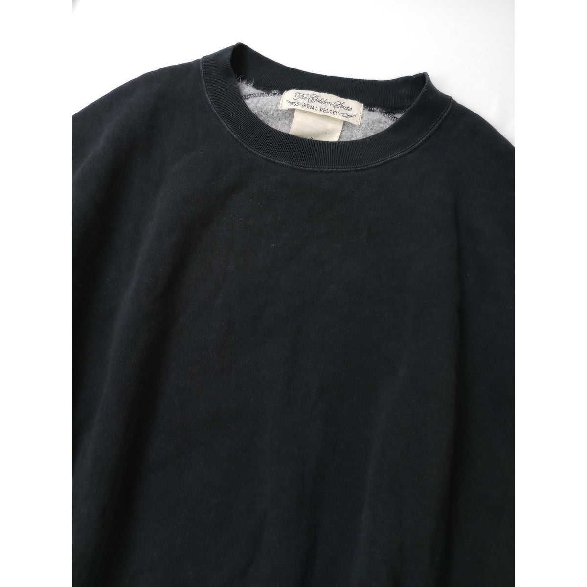 REMI RELIEF レミレリーフ 裏起毛 クルーネック ドルマンスリーブ スウェット トップス 長袖 L 墨黒  【中古】