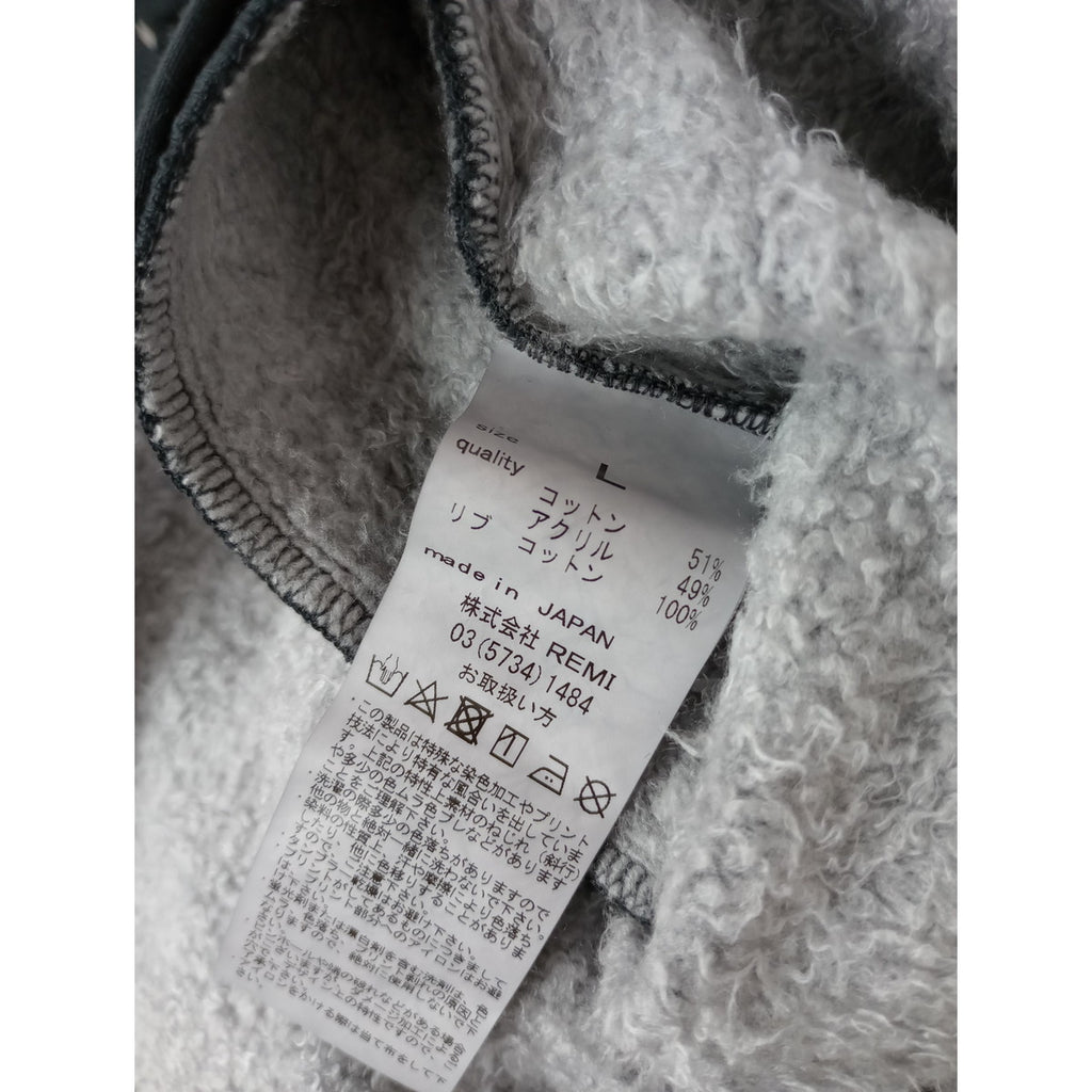 REMI RELIEF レミレリーフ 裏起毛 クルーネック ドルマンスリーブ スウェット トップス 長袖 L 墨黒  【中古】