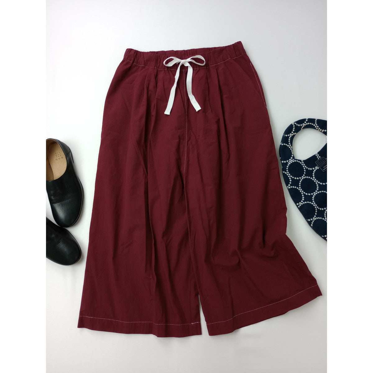 〈染〉Gauze # ガーゼ  ワイド イージー パンツ  ブルゴーニュ 【中古】