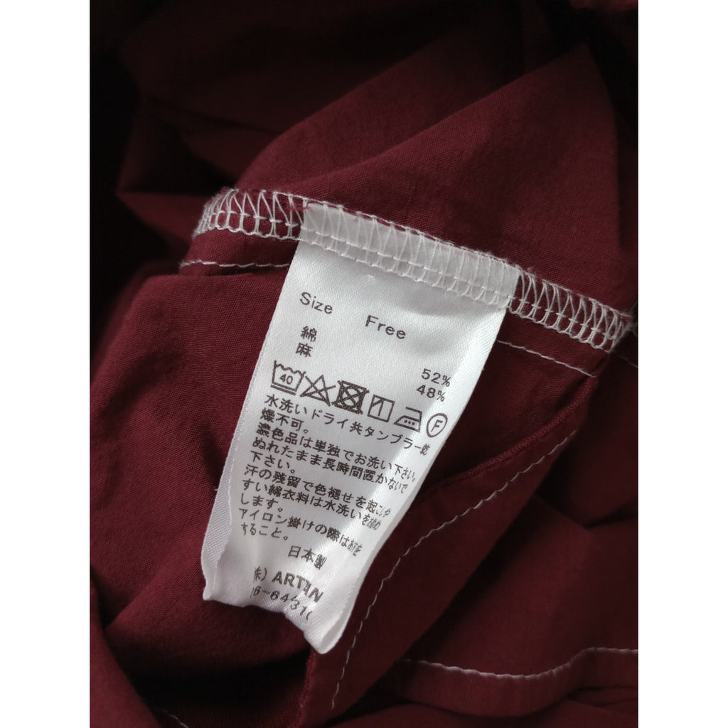 〈染〉Gauze # ガーゼ  ワイド イージー パンツ  ブルゴーニュ 【中古】