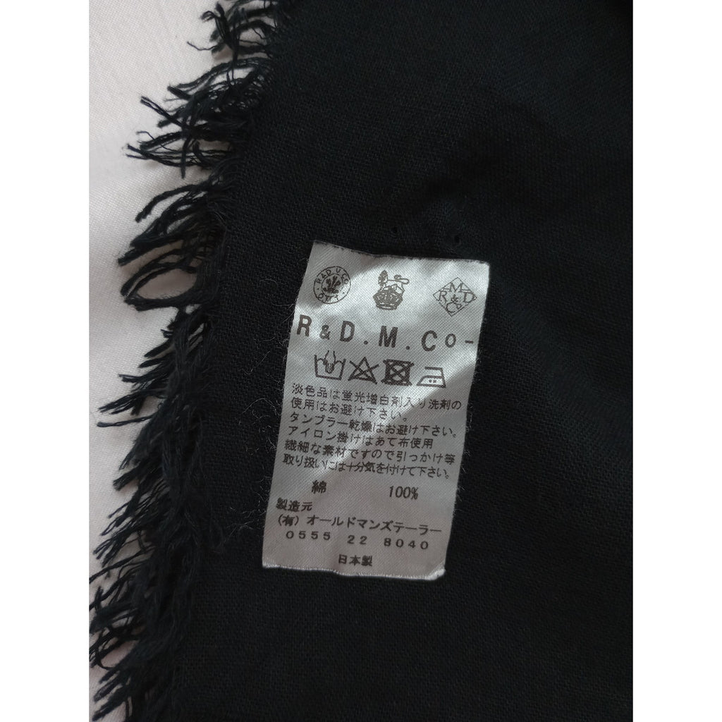 〈染〉R&D.M.Co-/OLDMANS TAILOR R&D.M.Co-   オールドマンズテーラー コットン 綿 100％ スクエア ストール スカーフ   黒 ブラック 【中古】