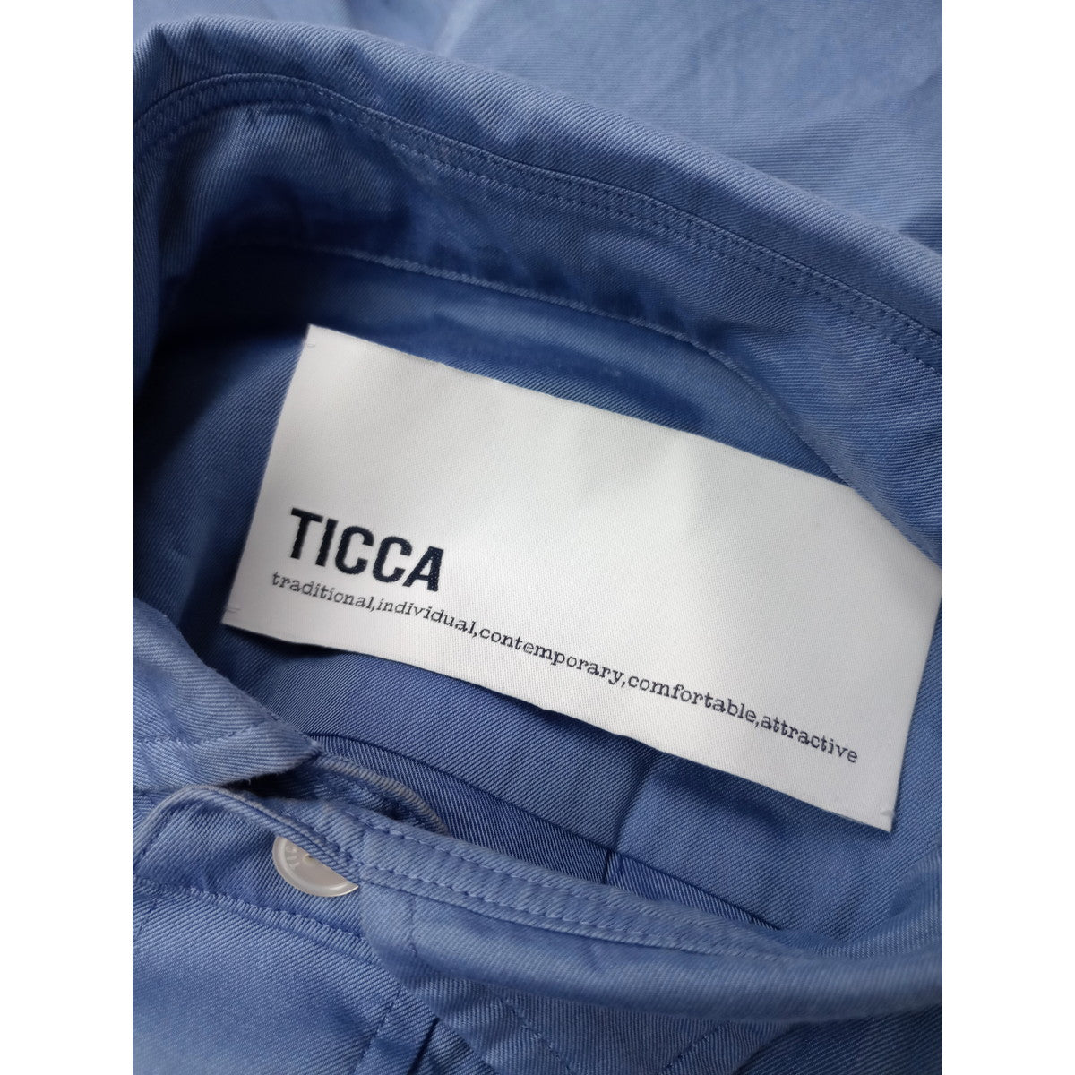 TICCA  ティッカ コットン 綿 100％ ロング 長袖  シャツ  ワンピース ブルー【中古】