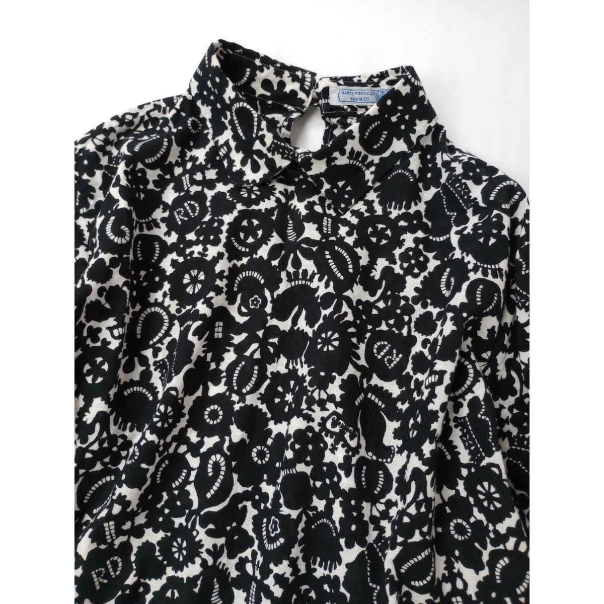 R&D.M.Co- オールドマンズテーラー MONO TRICK PRINT モノトリックプリント 長袖 シャツ ブラウス プルオーバー 白黒 【中古】