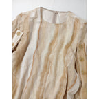 新品 AKIRA NAKA アキラナカ Marble drape sleeve PO BE マーブルプリント シャツ ブラウス トップス ベージュ 2
