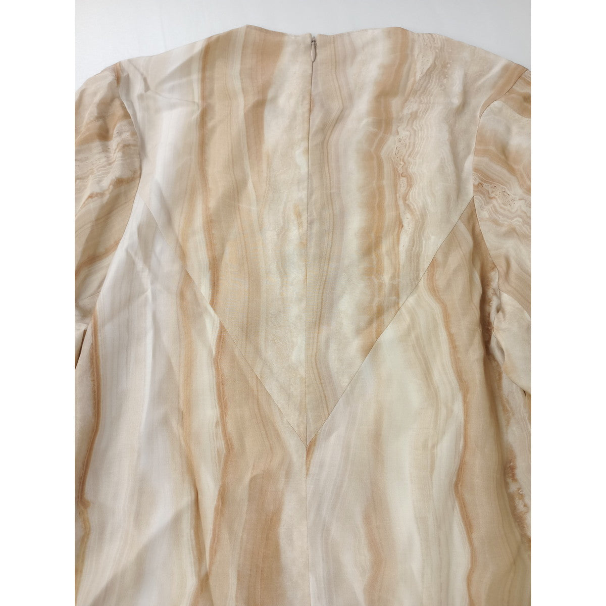 新品 AKIRA NAKA アキラナカ Marble drape sleeve PO BE マーブルプリント シャツ ブラウス トップス ベージュ 2