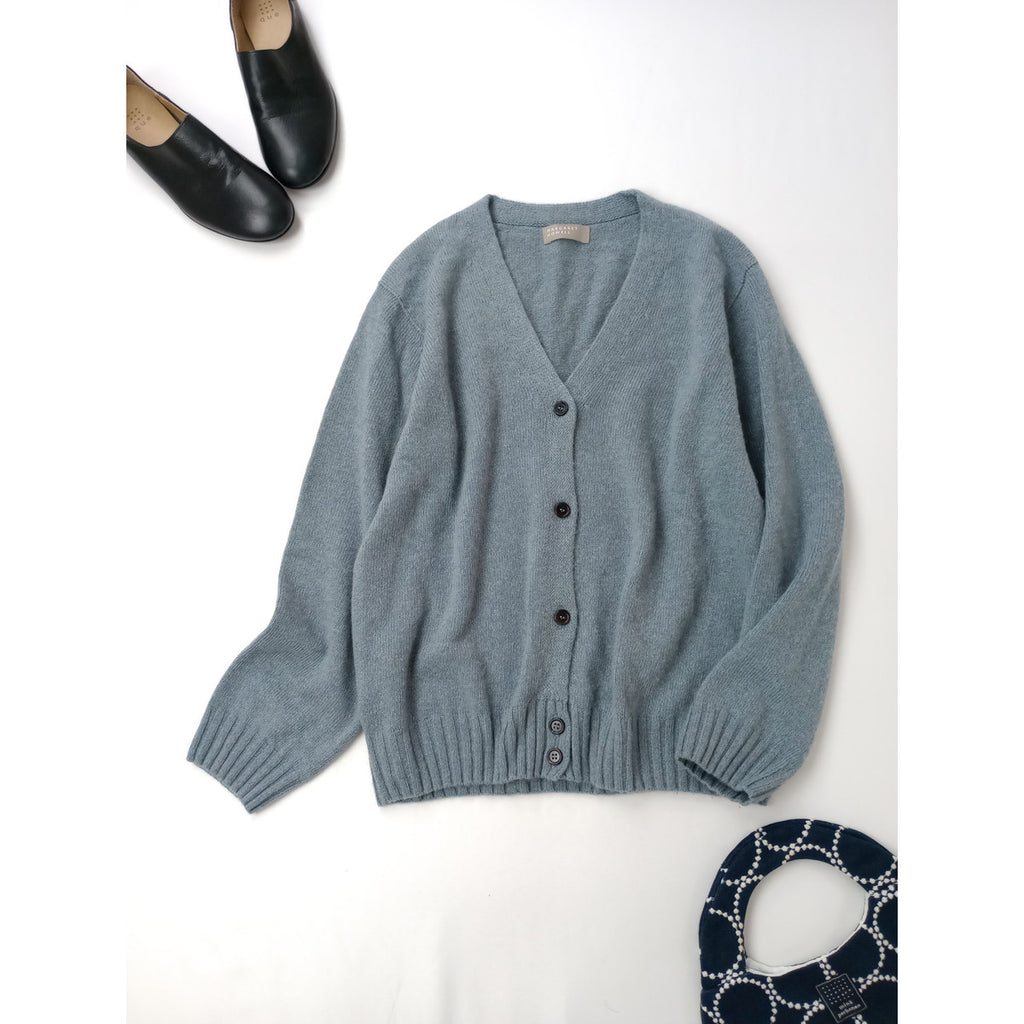 MARGARET HOWELL マーガレットハウエル カシミヤ コットン ニットカーディガン ブルー  【中古】