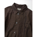 MARGARET HOWELL マーガレットハウエル YARN DYE LINEN COTTON エドモントンシャツ リネン コットン 半袖 シャツ ブラウス  トップス ダークブラウン 2【中古】