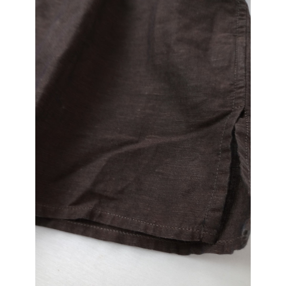 MARGARET HOWELL マーガレットハウエル YARN DYE LINEN COTTON エドモントンシャツ リネン コットン 半袖 シャツ ブラウス  トップス ダークブラウン 2【中古】