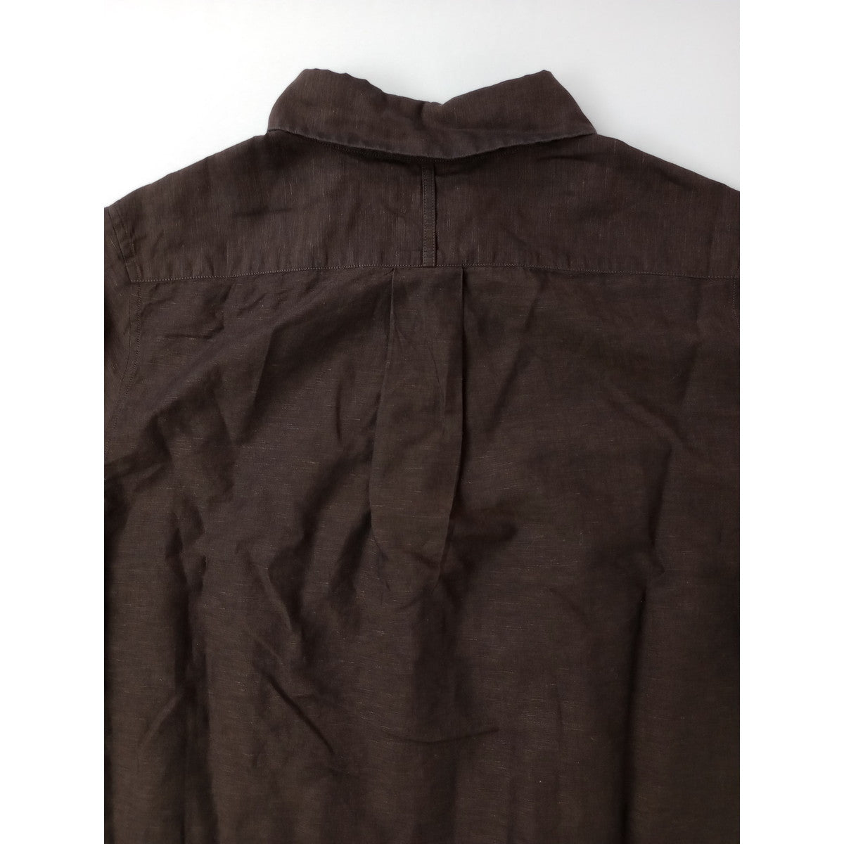 MARGARET HOWELL マーガレットハウエル YARN DYE LINEN COTTON エドモントンシャツ リネン コットン 半袖 シャツ ブラウス  トップス ダークブラウン 2【中古】