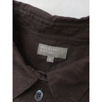 MARGARET HOWELL マーガレットハウエル YARN DYE LINEN COTTON エドモントンシャツ リネン コットン 半袖 シャツ ブラウス  トップス ダークブラウン 2【中古】