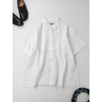 MARGARET HOWELL マーガレットハウエル SHIRTING LINEN リネン 麻 100％ 半袖 シャツ ブラウス 白 ホワイト 【中古】