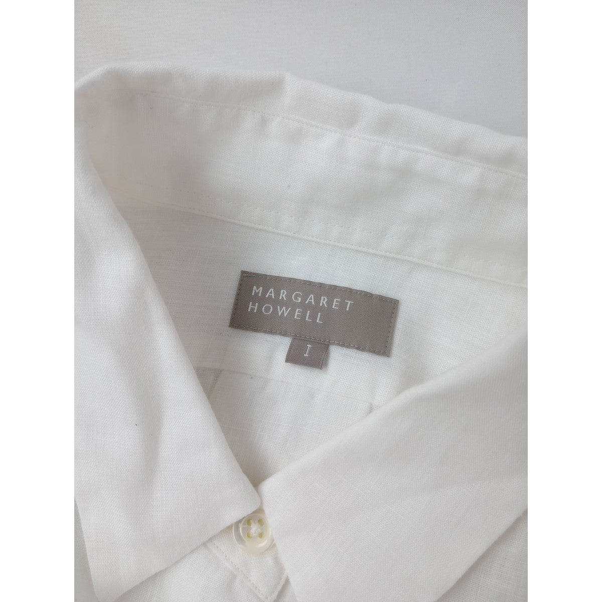 MARGARET HOWELL マーガレットハウエル SHIRTING LINEN リネン 麻 100％ 半袖 シャツ ブラウス 白 ホワイト 【中古】
