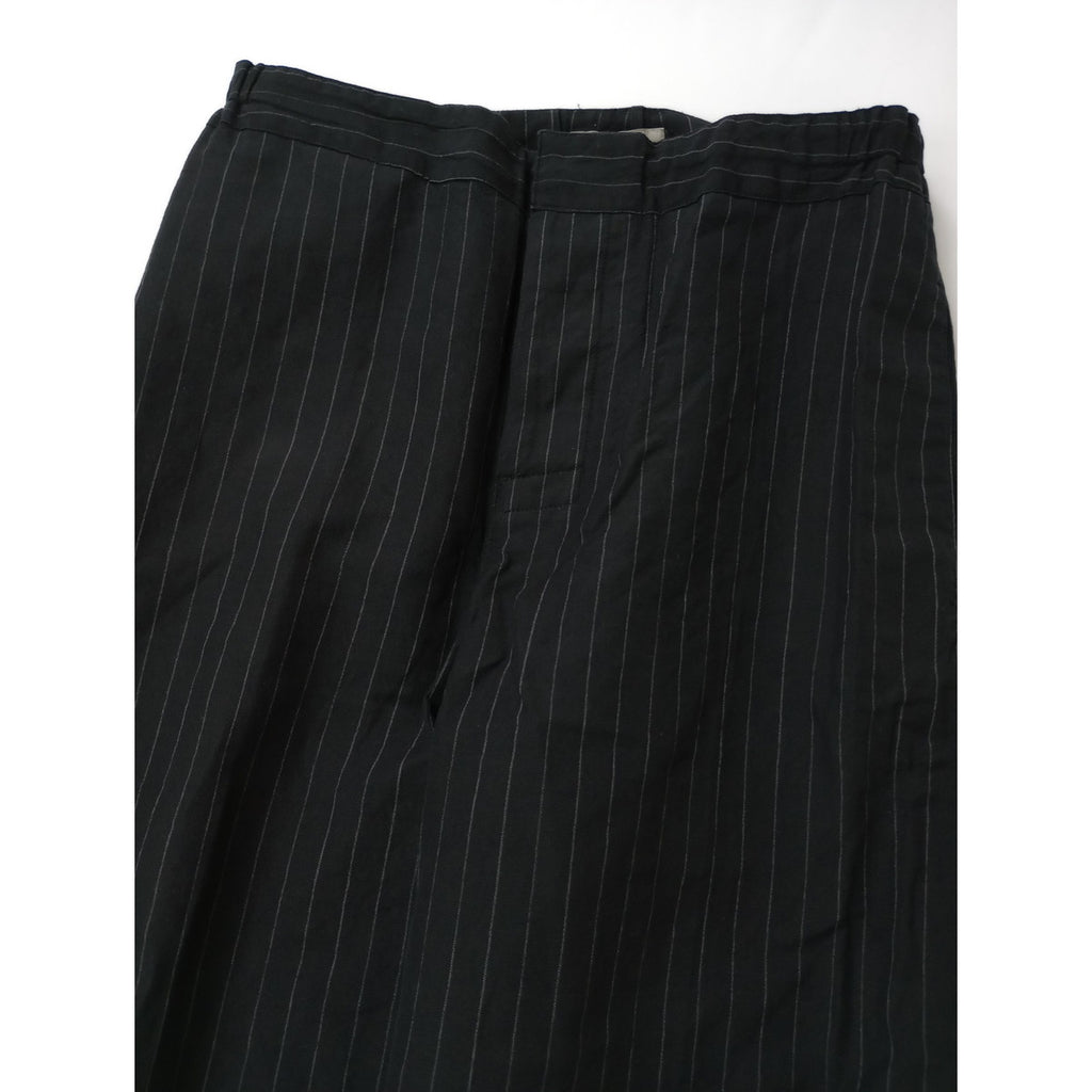 MARGARET HOWELL マーガレットハウエル ウール リネン ストライプ パンツ 黒 ブラック 1 【中古】