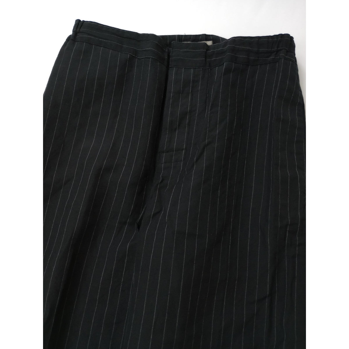 MARGARET HOWELL マーガレットハウエル ウール リネン ストライプ パンツ 黒 ブラック 1 【中古】