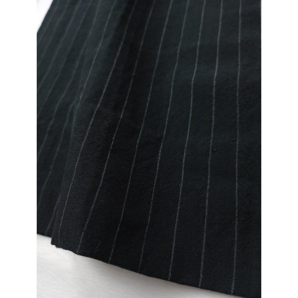 MARGARET HOWELL マーガレットハウエル ウール リネン ストライプ パンツ 黒 ブラック 1 【中古】