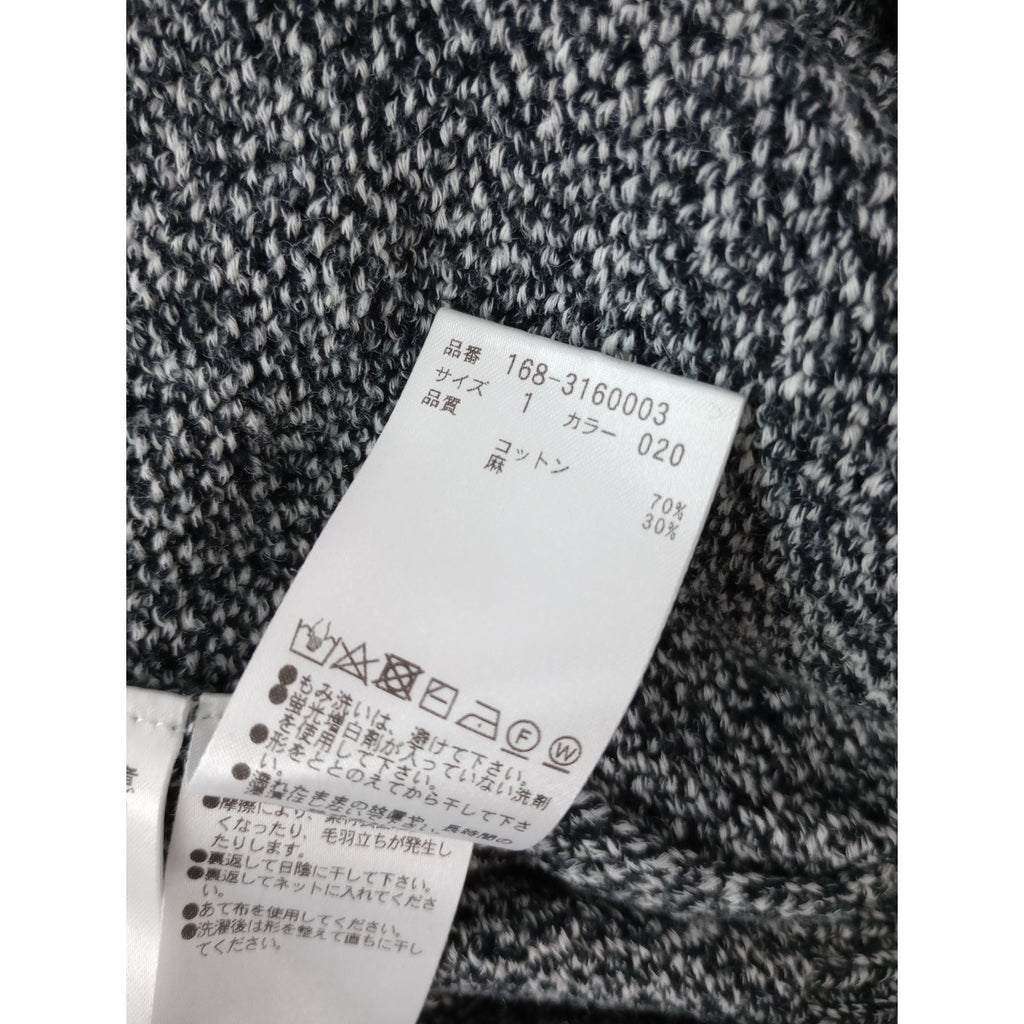 YLEVE イレーヴ コットン リネン クルーネック ニット 黒 ブラック 白 【中古】