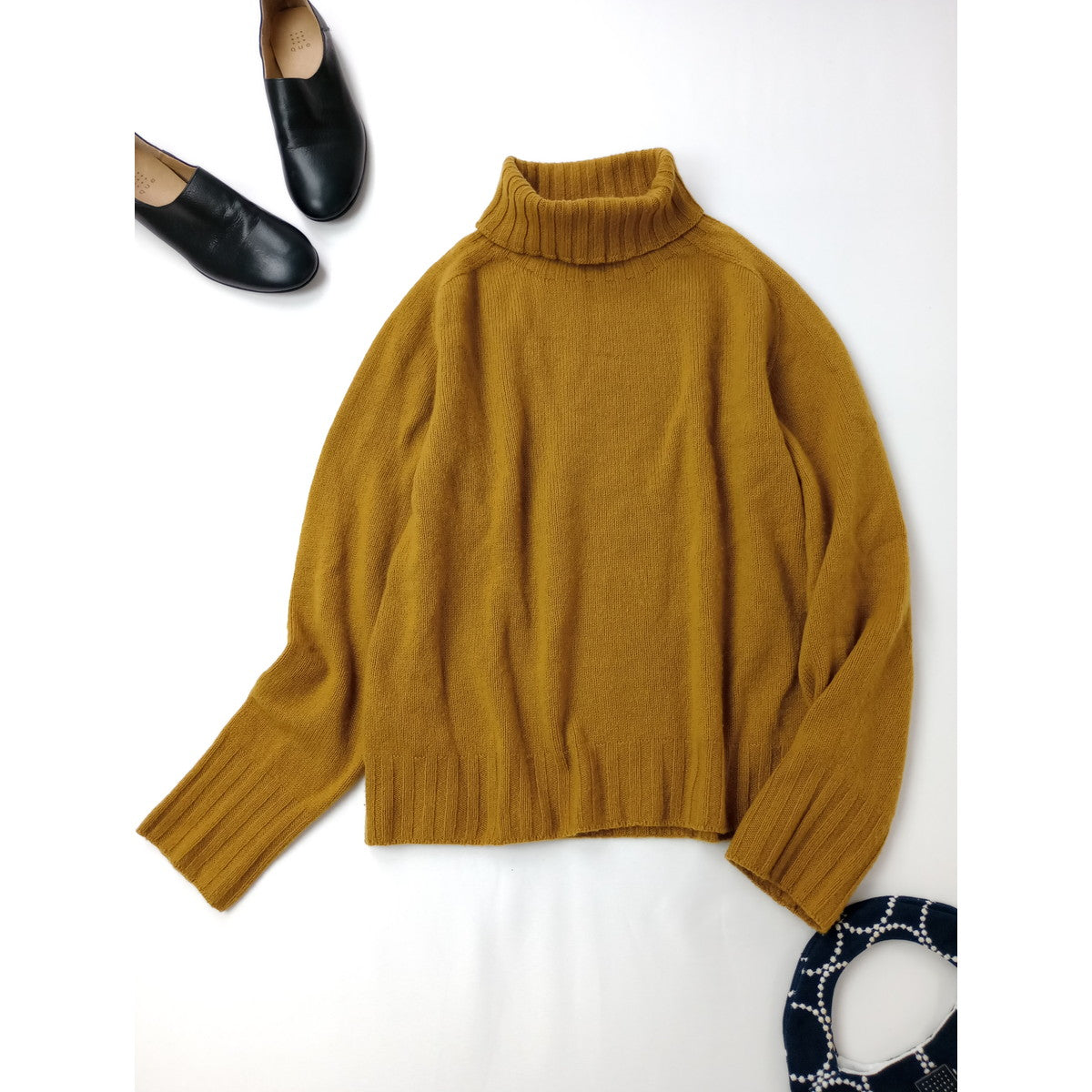 MARGARET HOWELL マーガレットハウエル WIDE ROLL NECK KNIT カシミヤ 100％ ワイド ロールネック ニット セーター マスタード  イエロー 2 (11M＋1187)【中古】
