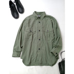 25SS MARGARET HOWELL マーガレットハウエル COTTON TWILL SHIRTING コットン 綿 100％ シャツ カーキ メンズ 【中古】