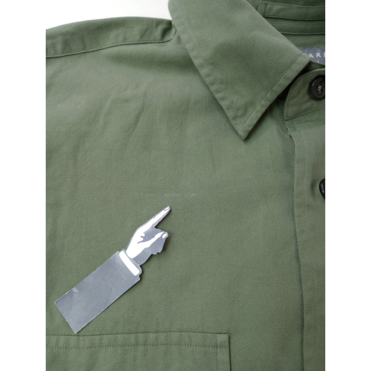 25SS MARGARET HOWELL マーガレットハウエル COTTON TWILL SHIRTING コットン 綿 100％ シャツ カーキ メンズ 【中古】