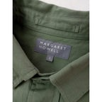 25SS MARGARET HOWELL マーガレットハウエル COTTON TWILL SHIRTING コットン 綿 100％ シャツ カーキ メンズ 【中古】