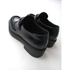 PRADA プラダ チョコレート ブラッシュドレザー ローファー 黒 ブラック 37  【中古】