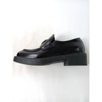 PRADA プラダ チョコレート ブラッシュドレザー ローファー 黒 ブラック 37  【中古】