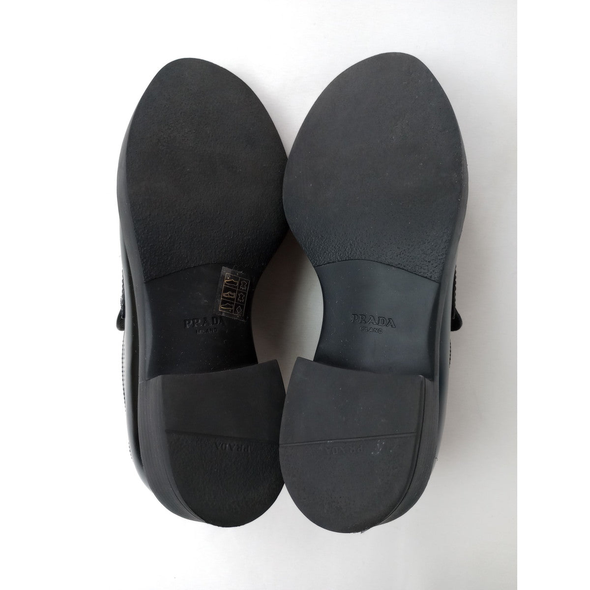 PRADA プラダ チョコレート ブラッシュドレザー ローファー 黒 ブラック 37  【中古】