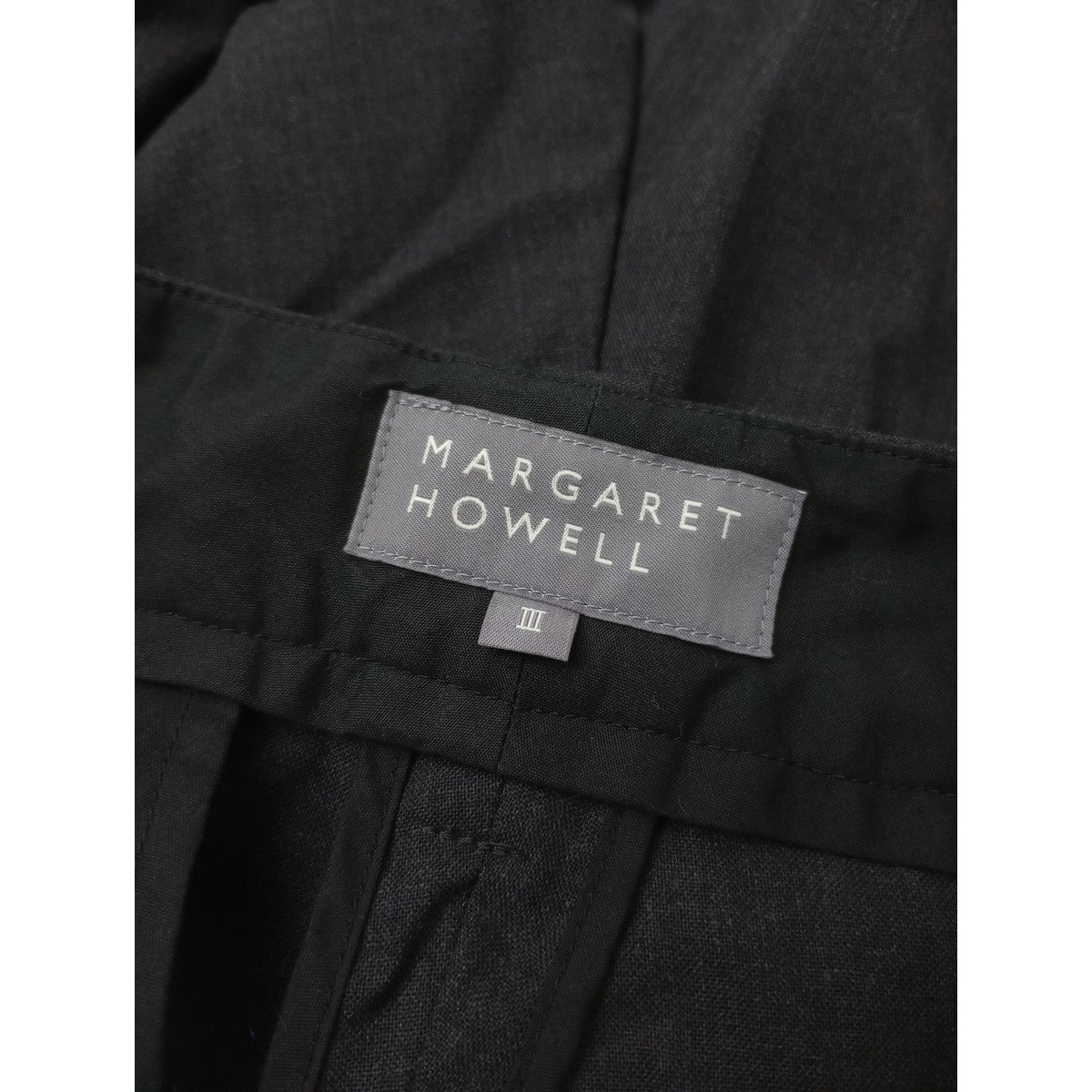 MARGARET HOWELL マーガレットハウエル SUMMER WOOL POPLIN TROUSERS パンツ スラックス パンツ  黒 ブラック 3【中古】
