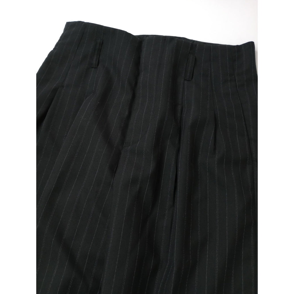 MARGARET HOWELL × FOX BROTHERS マーガレットハウエル   ストライプ  ウール  毛 100％ トラウザー パンツ 黒 ブラック 2 【中古】