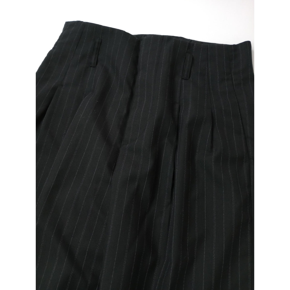 MARGARET HOWELL × FOX BROTHERS マーガレットハウエル   ストライプ  ウール  毛 100％ トラウザー パンツ 黒 ブラック 2 【中古】