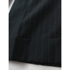 MARGARET HOWELL × FOX BROTHERS マーガレットハウエル   ストライプ  ウール  毛 100％ トラウザー パンツ 黒 ブラック 2 【中古】