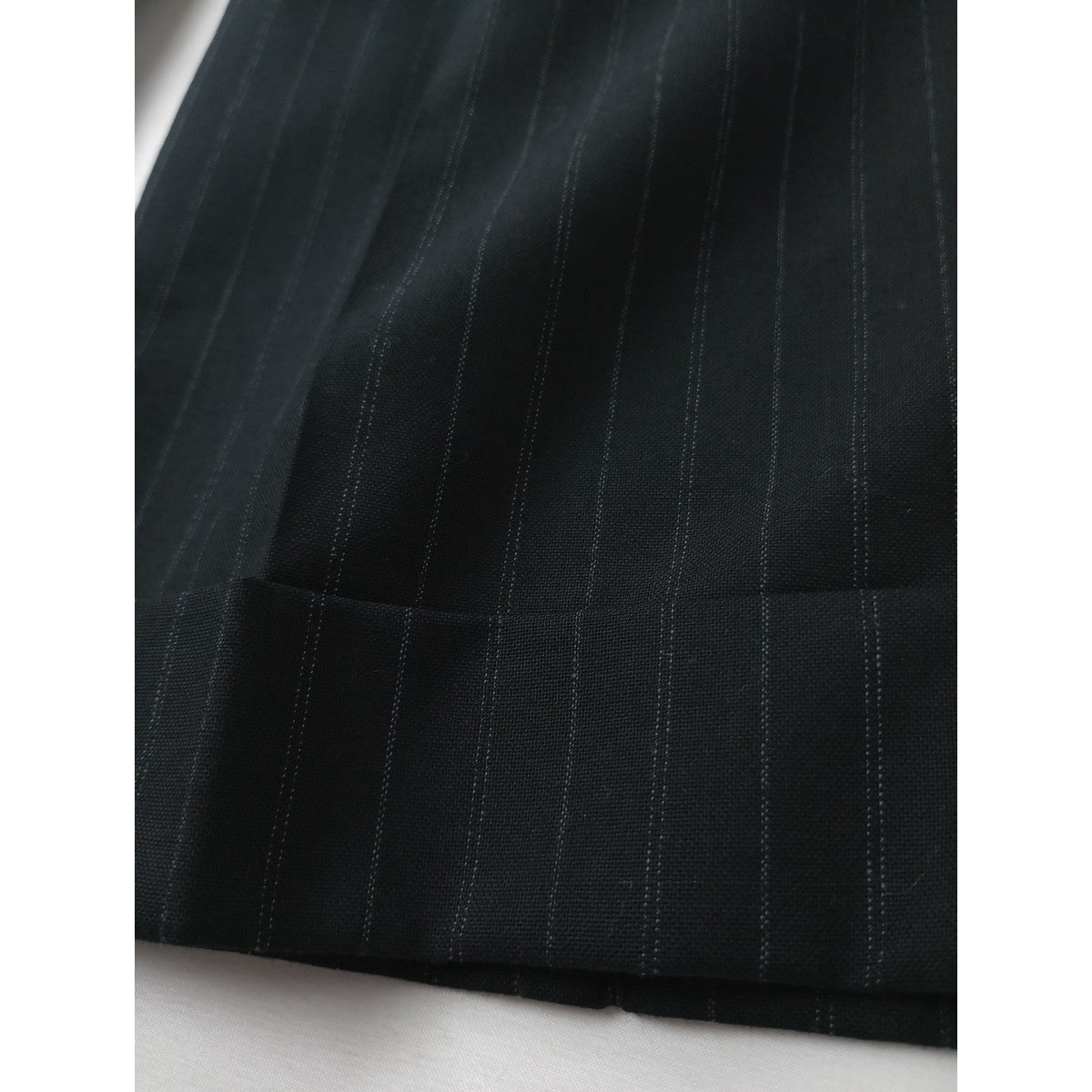 MARGARET HOWELL × FOX BROTHERS マーガレットハウエル   ストライプ  ウール  毛 100％ トラウザー パンツ 黒 ブラック 2 【中古】
