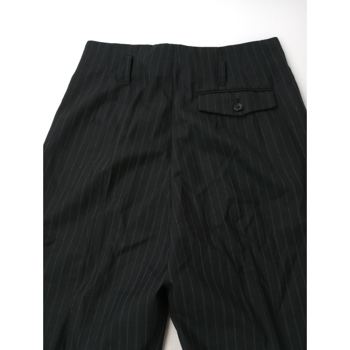 MARGARET HOWELL × FOX BROTHERS マーガレットハウエル   ストライプ  ウール  毛 100％ トラウザー パンツ 黒 ブラック 2 【中古】