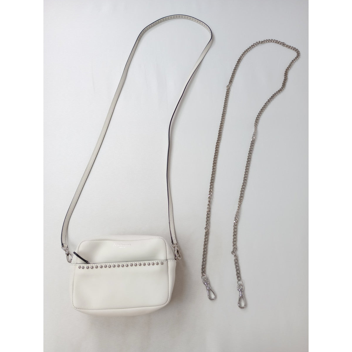J&MDAVIDSON ジェイアンドエムデヴィッドソン LIPSTICK POUCH WITH STUDS リップスティック ポーチ ウィズ スタッズ ショルダーバッグ 白  【中古】