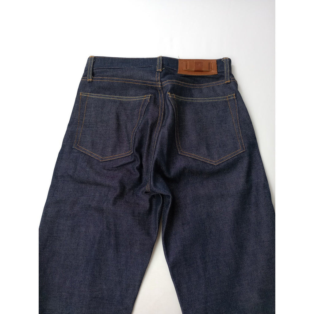 R&D.M.Co- オールドマンズテーラー デニムパンツ ボウタイレザーパッチ ネイビー 【中古】