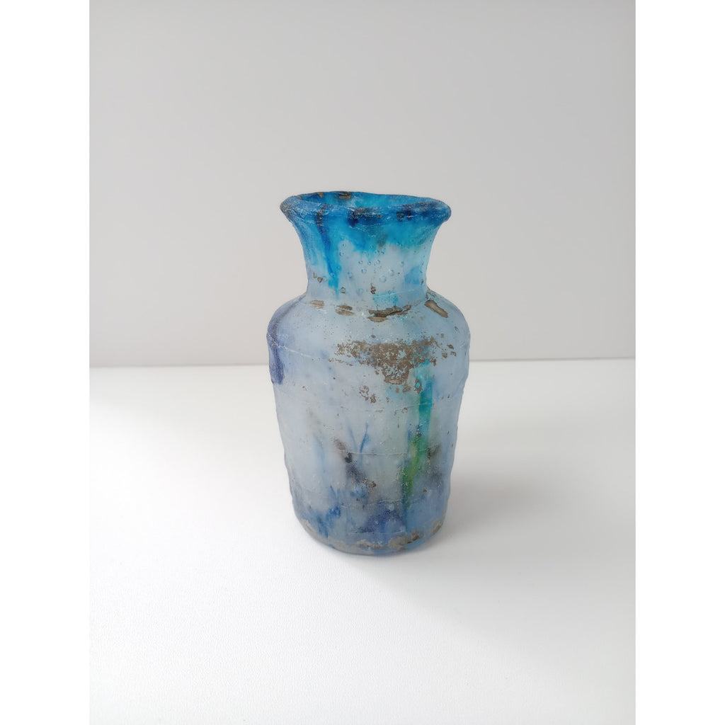 熊谷峻  ガラス  花器 花瓶  ブルー 【中古】
