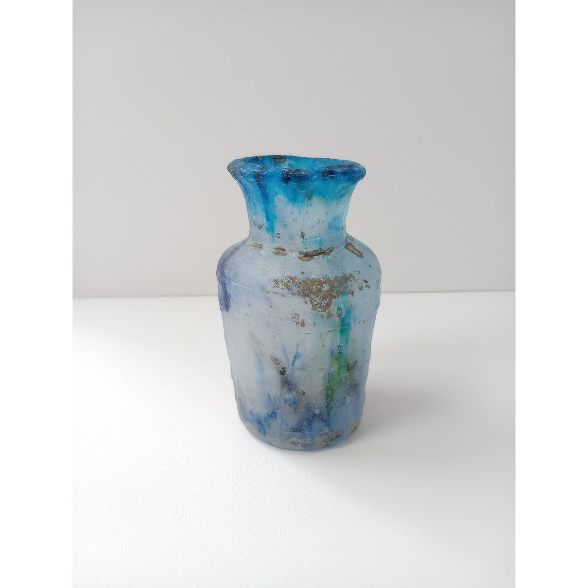 熊谷峻  ガラス  花器 花瓶  ブルー 【中古】