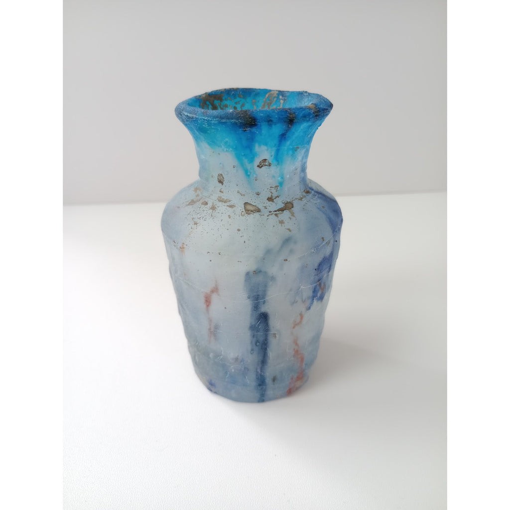 熊谷峻  ガラス  花器 花瓶  ブルー 【中古】