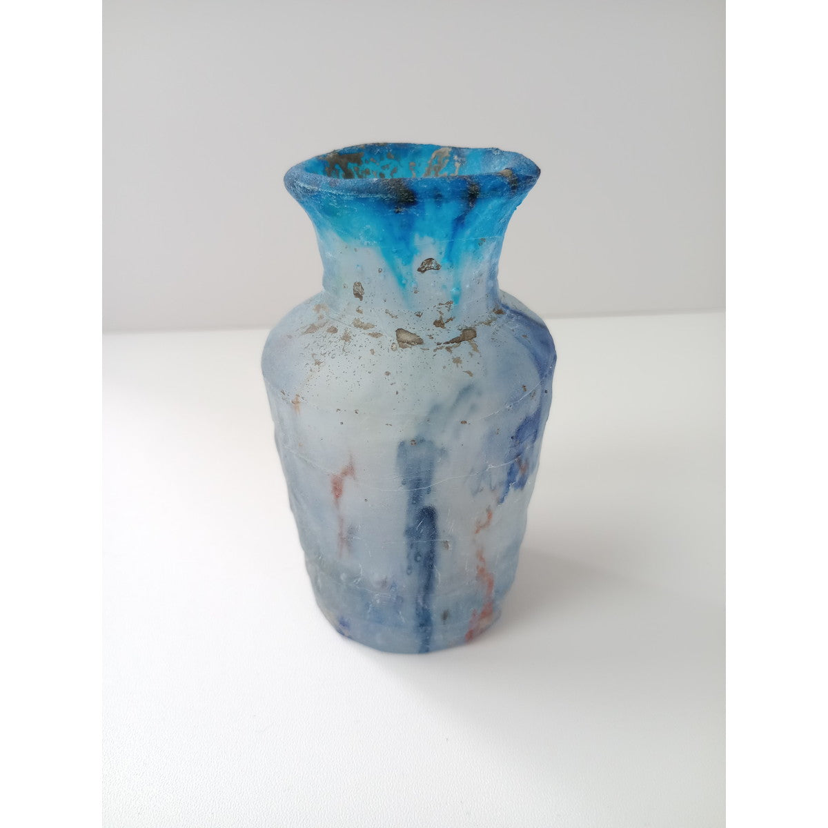 熊谷峻  ガラス  花器 花瓶  ブルー 【中古】