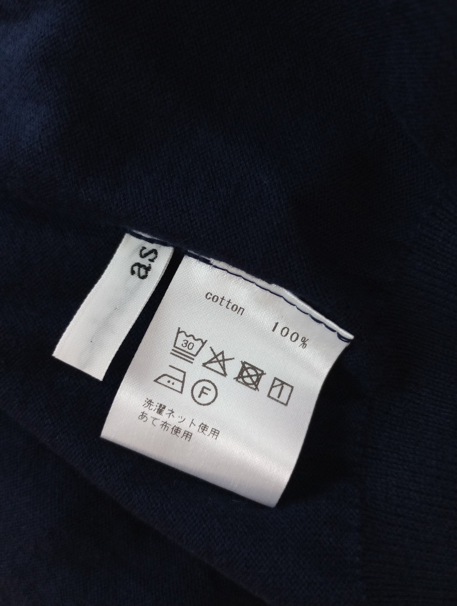as it is. by LinenYa  リネンヤ  コットン モックネック 5分袖 ニット トップス  ネイビー 【中古】