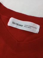Veritecoeur  ヴェリテクール  コットン シルク カシミヤ  Vネック ニット プルオーバー トップス  赤  F  【中古】