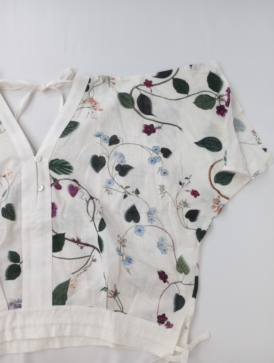 新品 ASEEDONCLOUD アシードンクラウド Holy island blouse -Tree worship print- 0 S 白