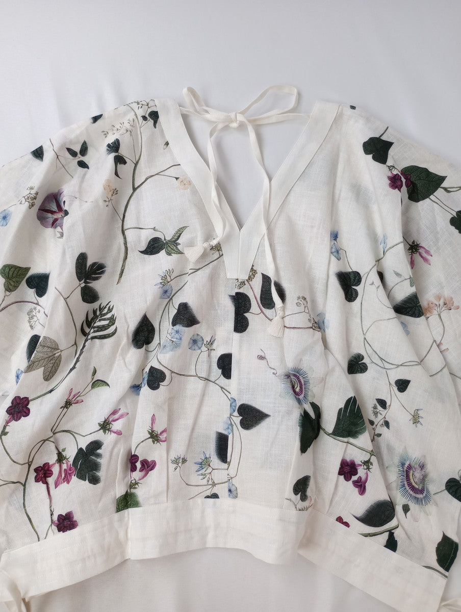 新品 ASEEDONCLOUD アシードンクラウド Holy island blouse -Tree worship print- 0 S 白