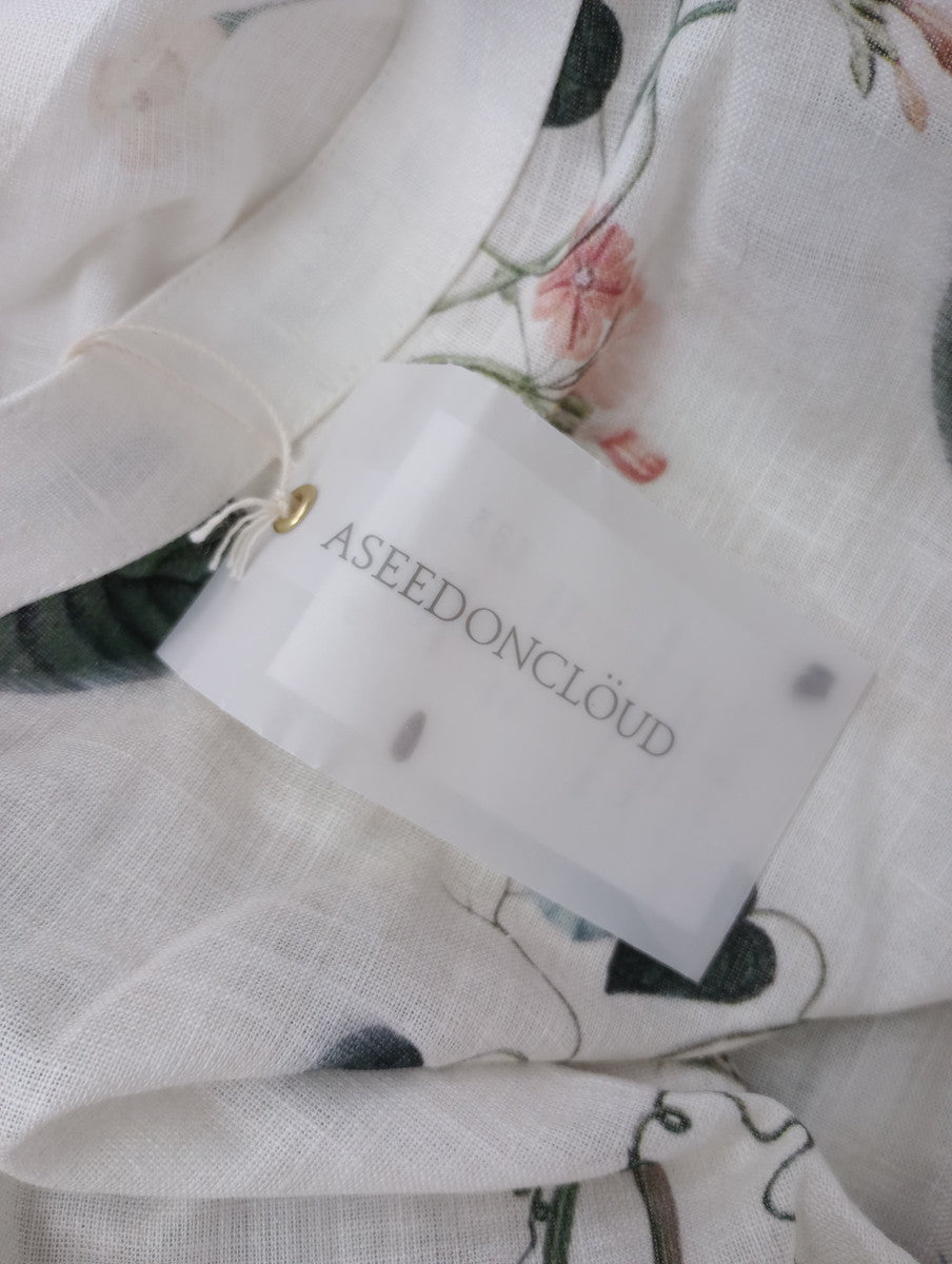新品 ASEEDONCLOUD アシードンクラウド Holy island blouse -Tree worship print- 0 S 白
