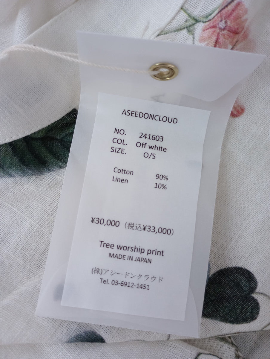 新品 ASEEDONCLOUD アシードンクラウド Holy island blouse -Tree worship print- 0 S 白